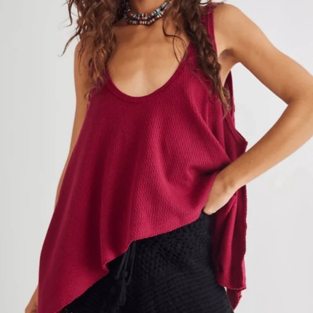 Free People Sing La La Trapeze Handkerchief-Hem Tank Top